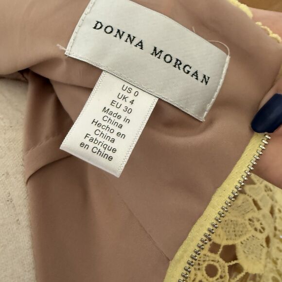 Donna‎ Morgan For Anthropologie Dress Size 0 Lace Sundress Yellow Nude Midi - Picture 7 of 8